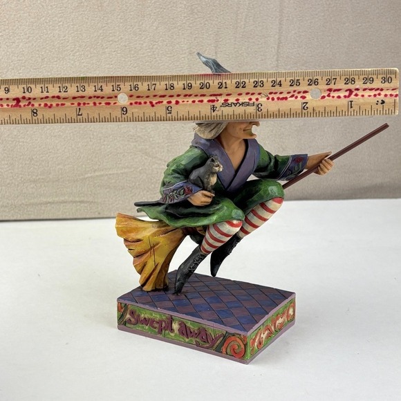 2006 Jim Shore Heartwood Creek "Swept Away" Halloween Witch On Broom 4005338 - Picture 5 of 5